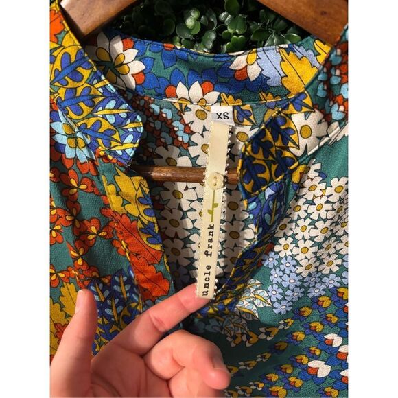 Uncle Frank Floral Salad Boho Knee Length Flowy Dress Sz XS - Picture 3 of 5